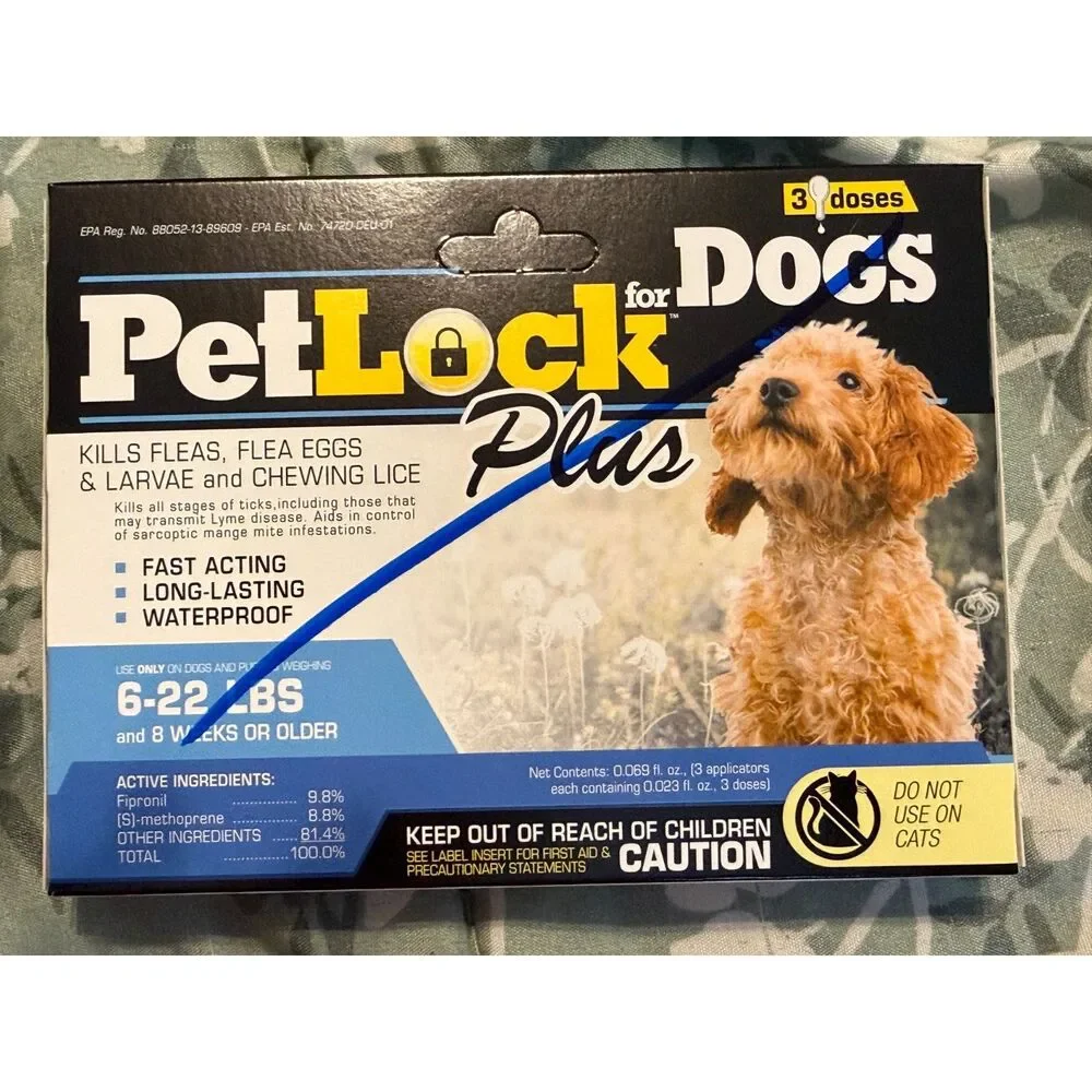 PetLock Plus Flea and Tick Treatment 3 Doses Small Dogs 6-22 lbs NEW IN BOX